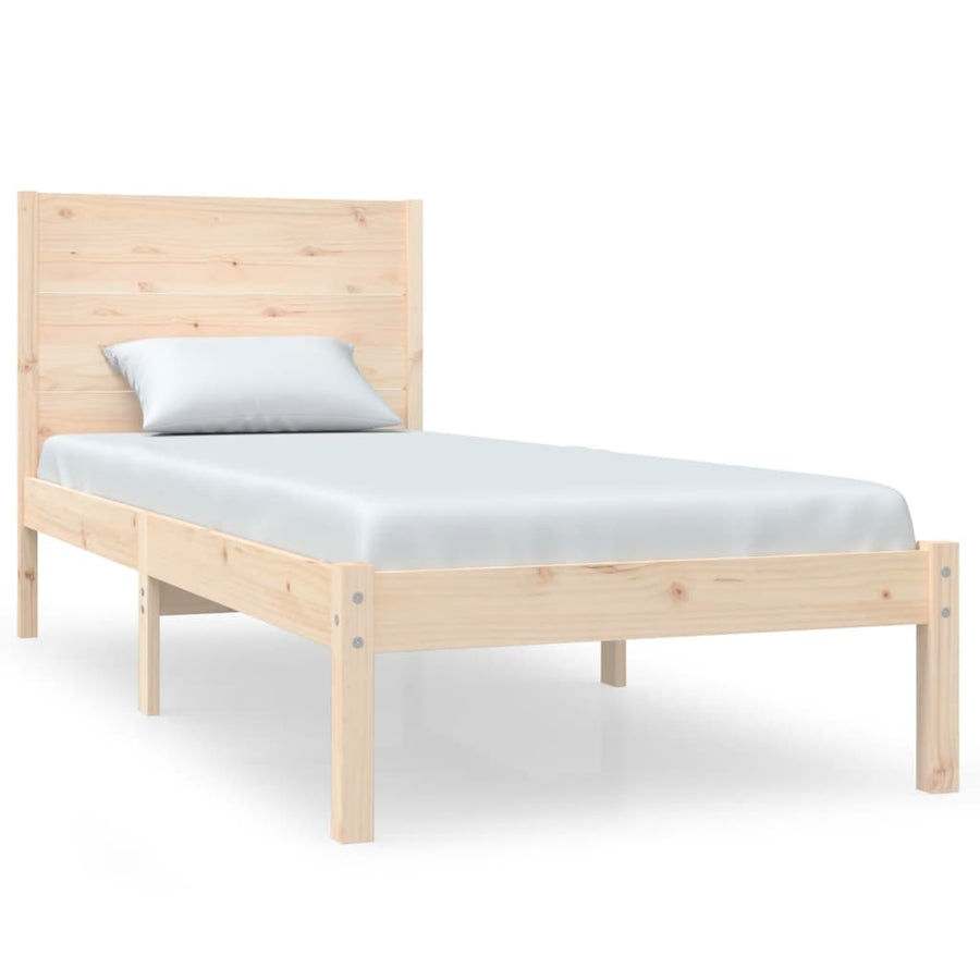 Bedframe Massief Hout 75 x 190 cm Naturel