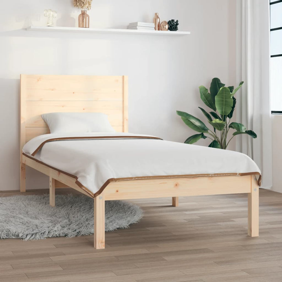 Bedframe Massief Hout 75 x 190 cm Naturel