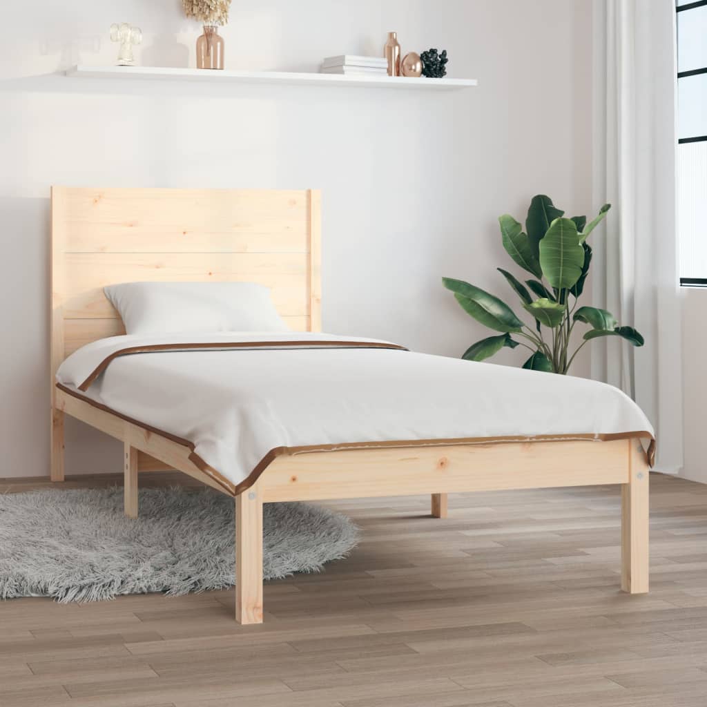 Bedframe Massief Hout 90 x 190 cm Naturel