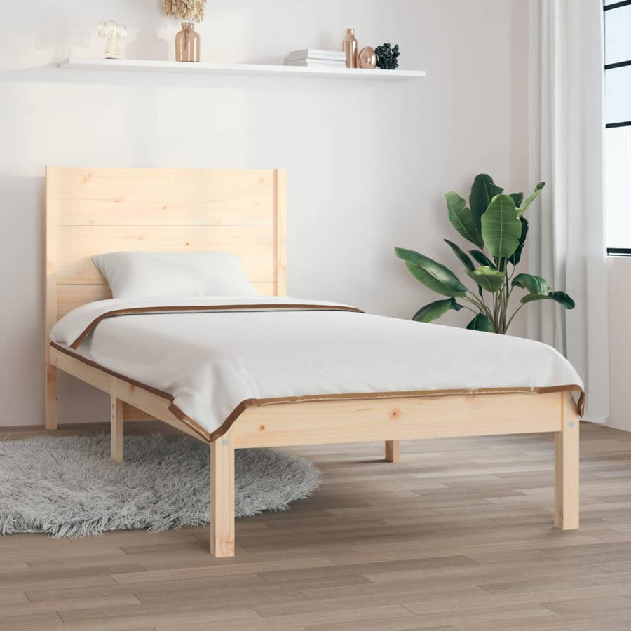Bedframe Massief Hout 90 x 190 cm Naturel