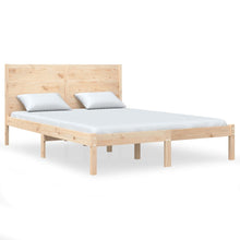 Bedframe Massief Hout 135 x 190 cm Naturel