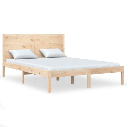 Bedframe Massief Hout 135 x 190 cm Naturel