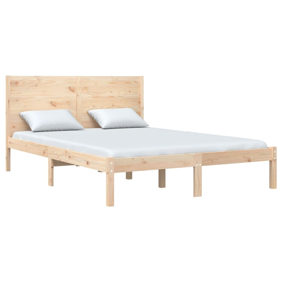 Bedframe Massief Hout 135 x 190 cm Naturel