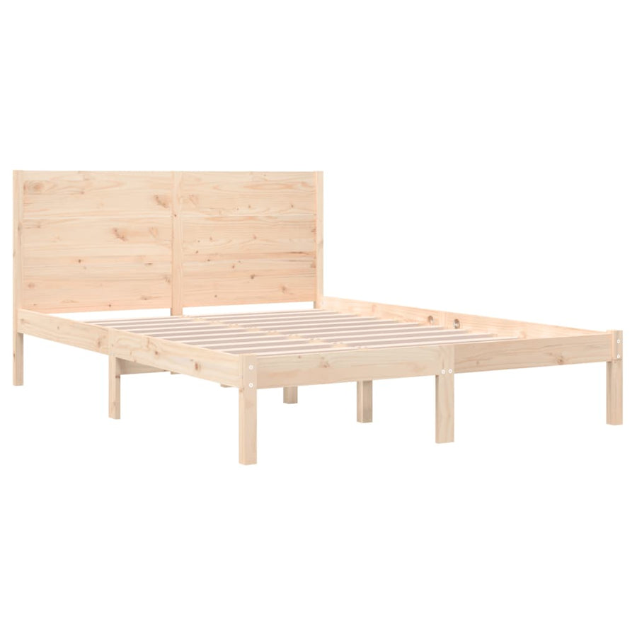 Bedframe Massief Hout 135 x 190 cm Naturel