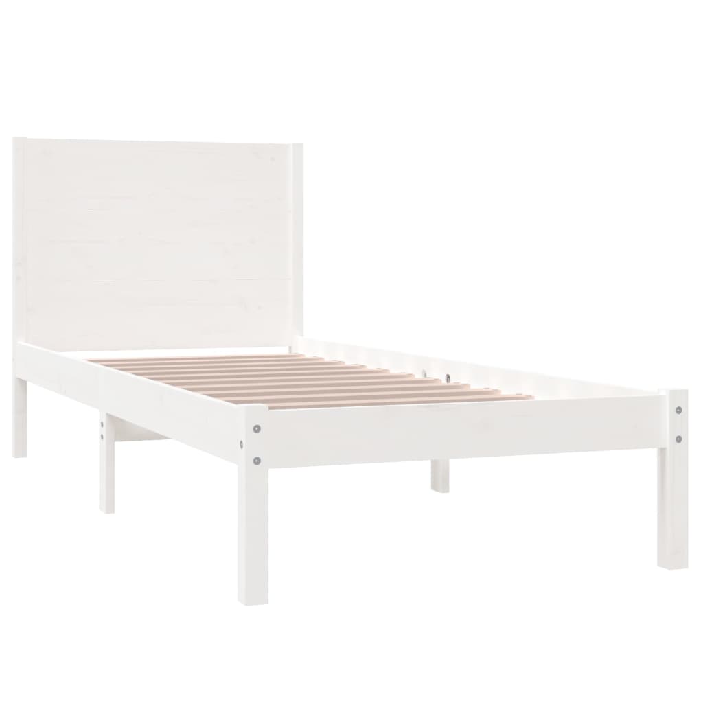 Bedframe Massief Grenenhout 100 x 200 cm Wit