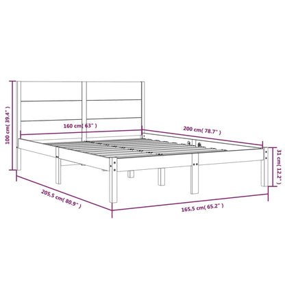 Bedframe Massief Grenenhout 160 x 200 cm Naturel
