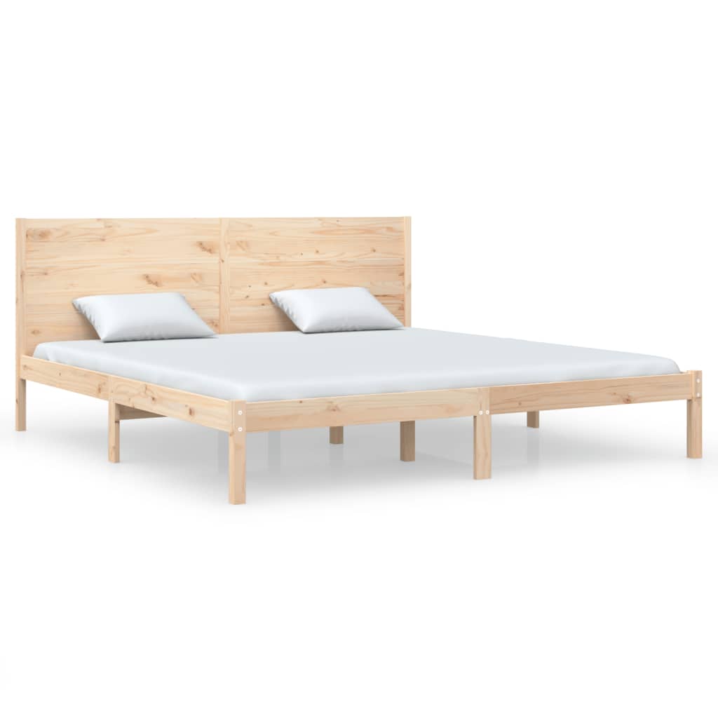 Bedframe Massief Grenenhout 200 x 200 cm Naturel