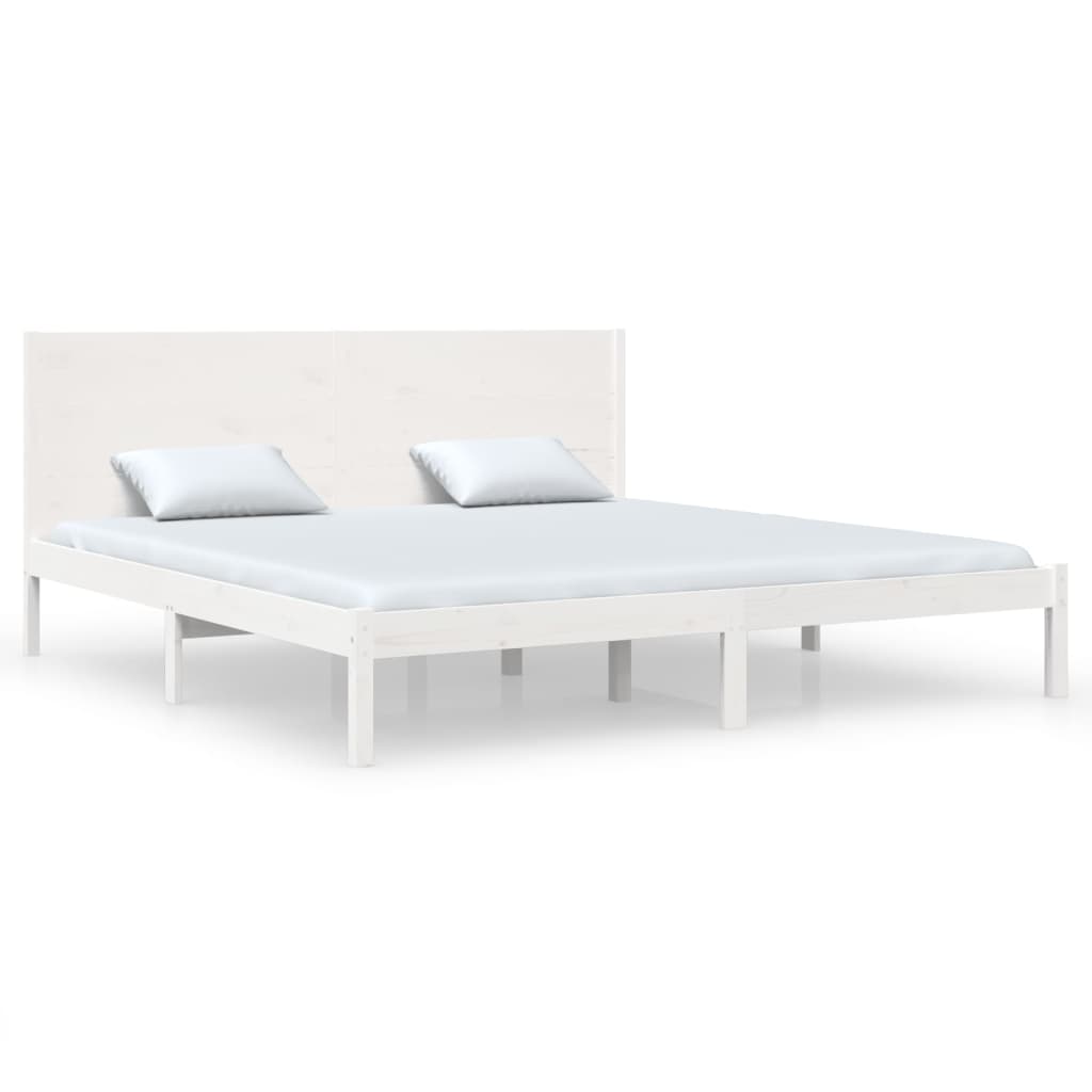 Bedframe Massief Grenenhout 200 x 200 cm Wit