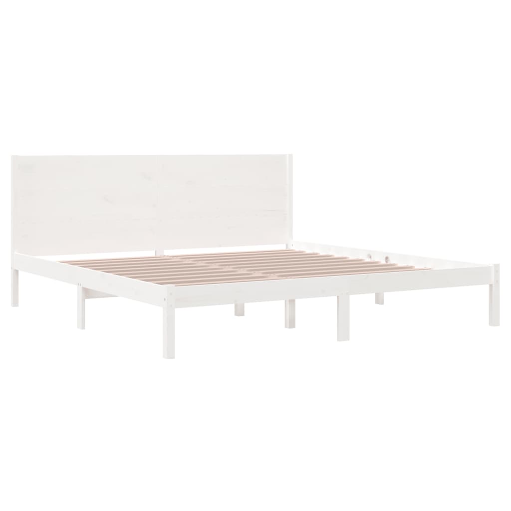 Bedframe Massief Grenenhout 200 x 200 cm Wit
