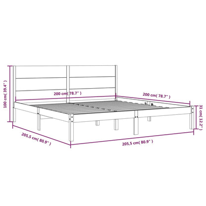 Bedframe Massief Grenenhout 200 x 200 cm Wit
