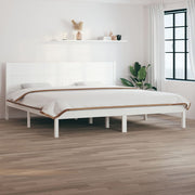 Bedframe massief grenenhout wit 200x200 cm