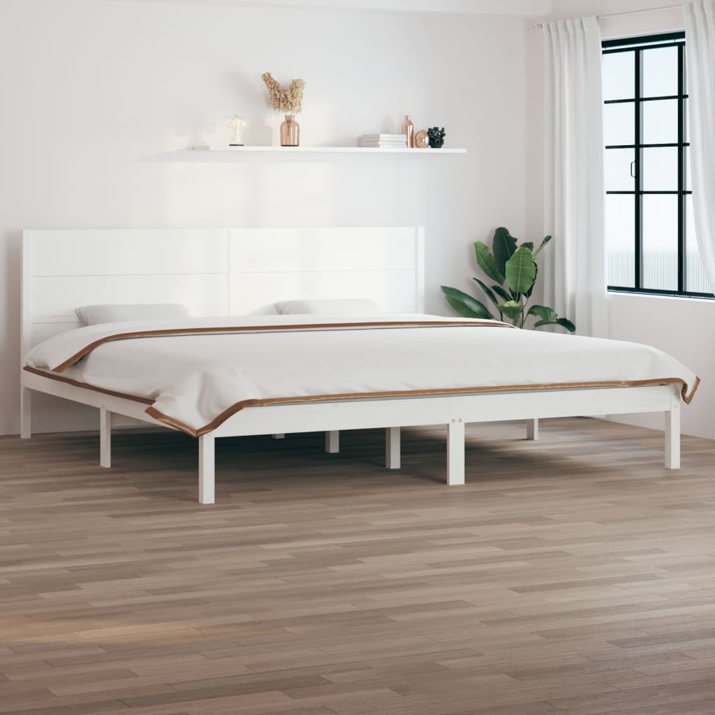 Bedframe Massief Grenenhout 200 x 200 cm Wit
