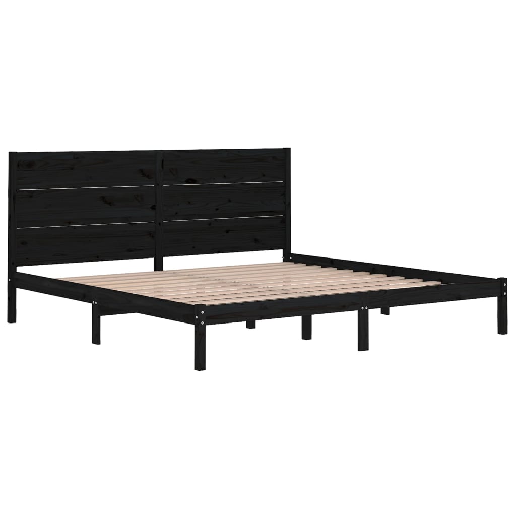 Bedframe Massief Grenenhout 200 x 200 cm Zwart