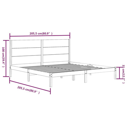 Bedframe Massief Grenenhout 200 x 200 cm Zwart