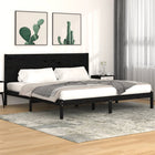 Solid pine bed frame black 200x200 cm