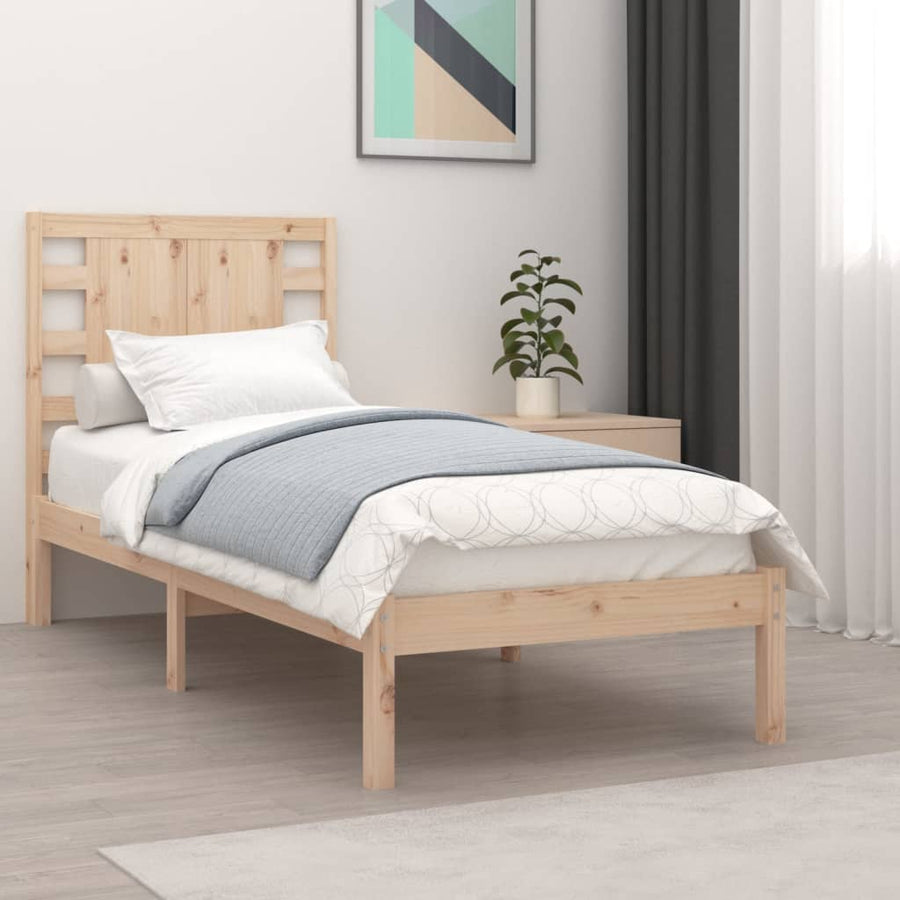 Bedframe Massief Hout 90 x 190 cm Naturel