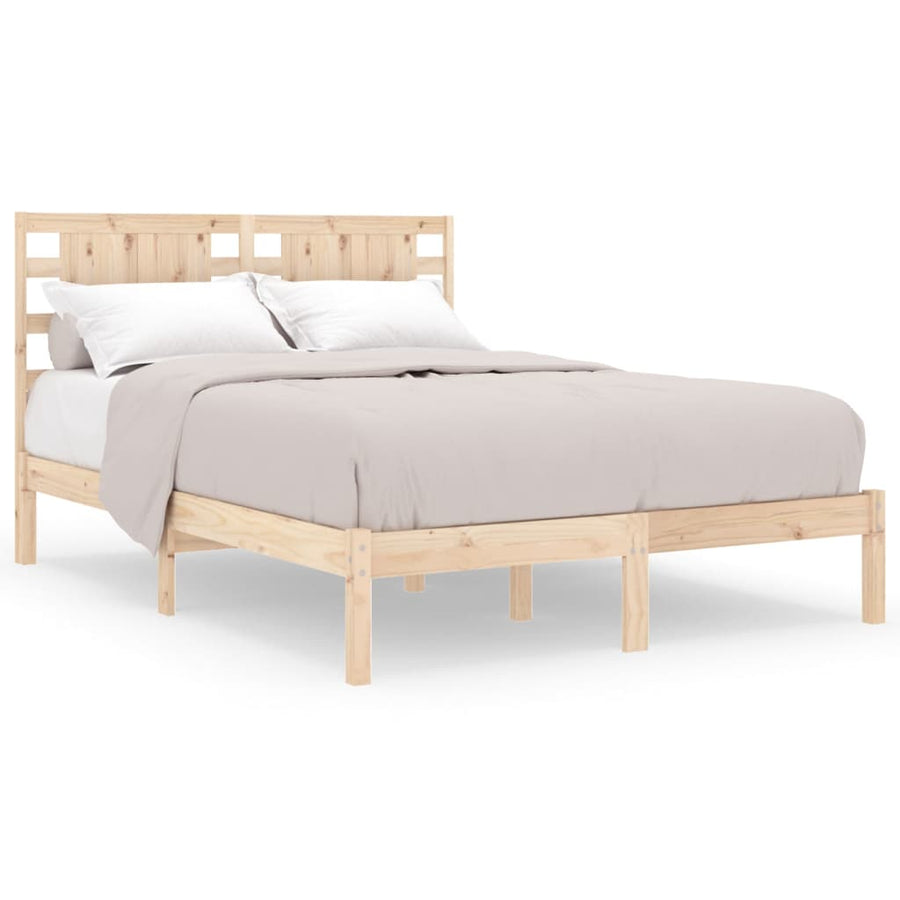 Bedframe Massief Hout 135 x 190 cm Naturel