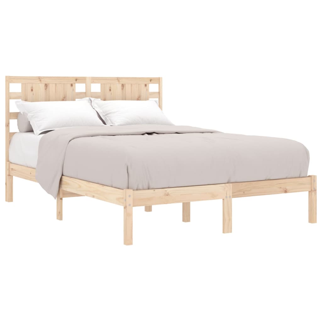 Bedframe Massief Hout 135 x 190 cm Naturel