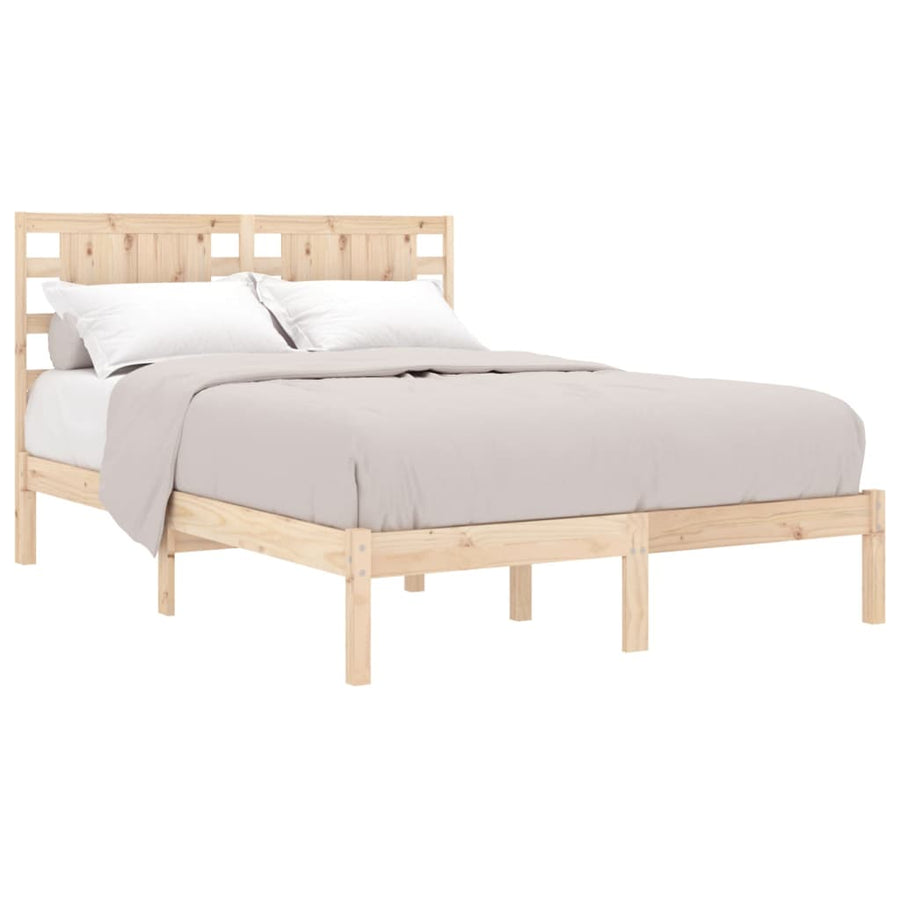 Bedframe Massief Hout 135 x 190 cm Naturel