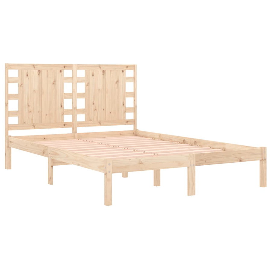 Bedframe Massief Hout 135 x 190 cm Naturel