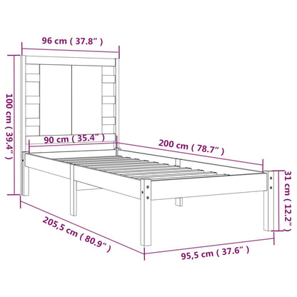 Bedframe Massief Grenenhout 90 x 200 cm Naturel