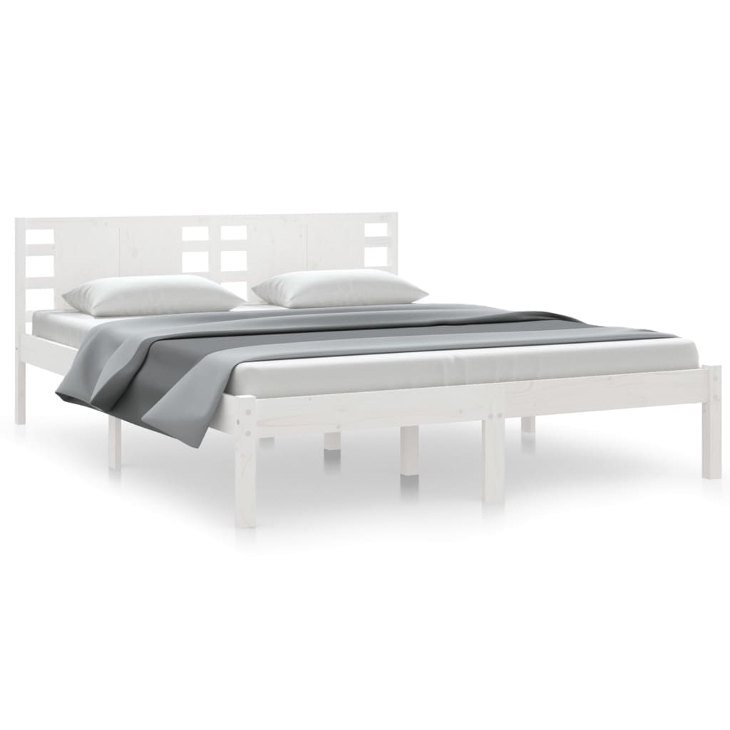 Bedframe Massief Hout 150 x 200 cm Wit