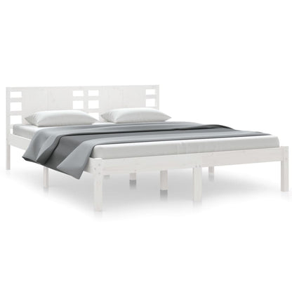 Bedframe Massief Hout 150 x 200 cm Wit