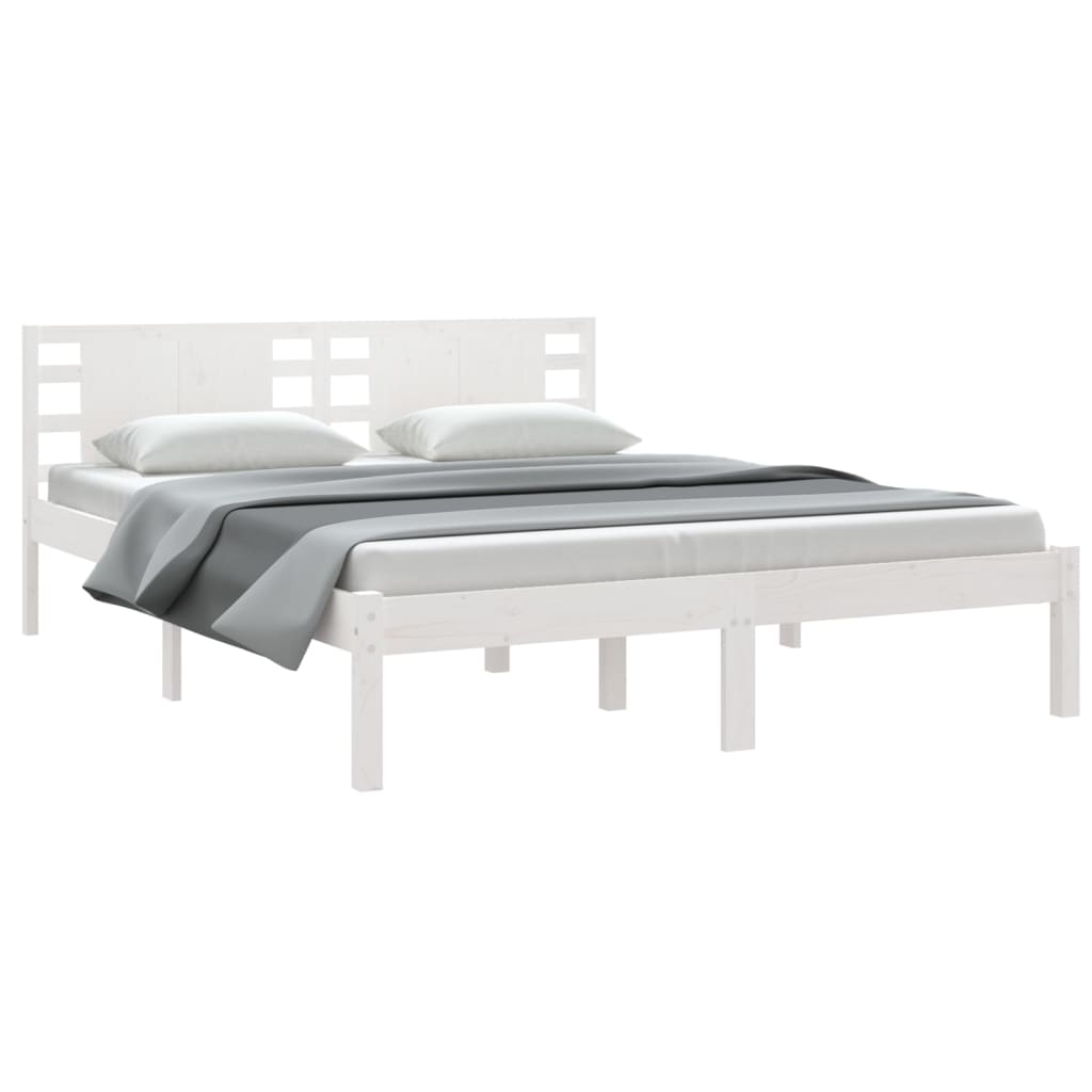 Bedframe Massief Hout 150 x 200 cm Wit