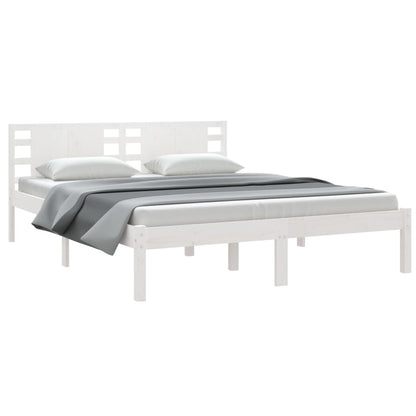 Bedframe Massief Hout 150 x 200 cm Wit