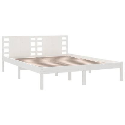 Bedframe Massief Hout 150 x 200 cm Wit