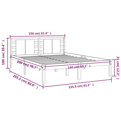 Bedframe Massief Hout 150 x 200 cm Wit