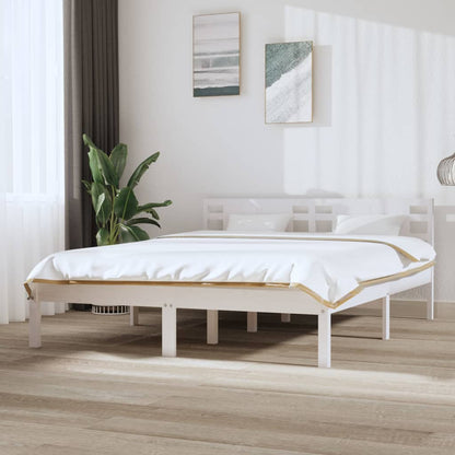 Bedframe Massief Hout 150 x 200 cm Wit