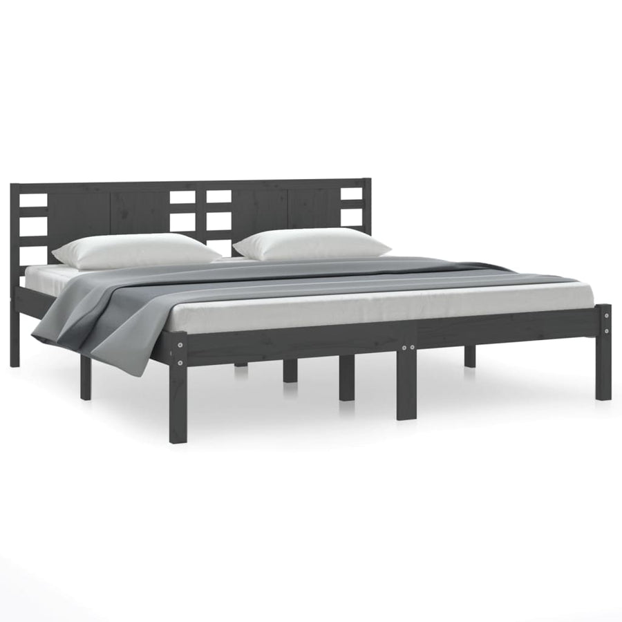 Bedframe Massief Grenenhout 200 x 200 cm Grijs