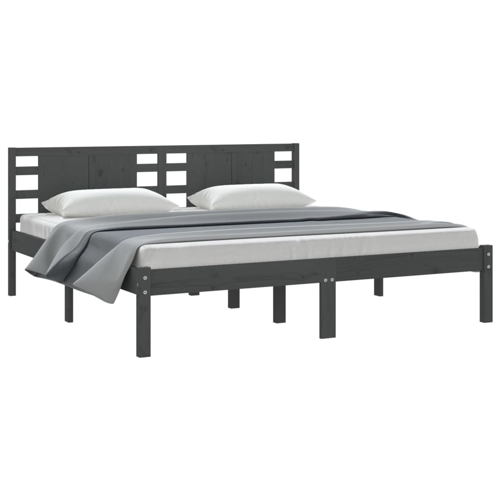 Bedframe Massief Grenenhout 200 x 200 cm Grijs