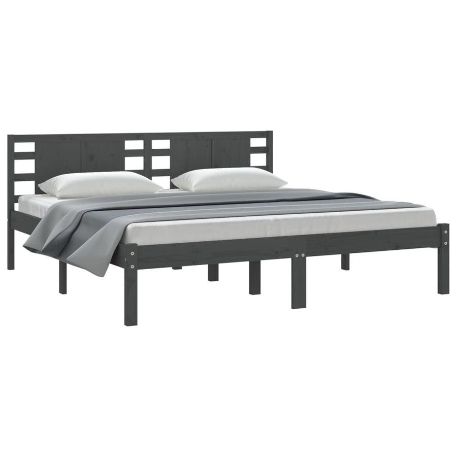 Bedframe Massief Grenenhout 200 x 200 cm Grijs