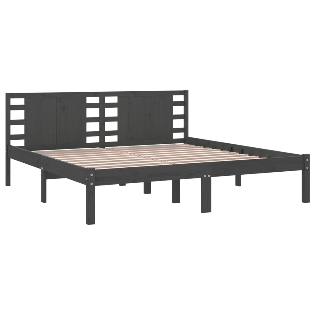 Bedframe Massief Grenenhout 200 x 200 cm Grijs