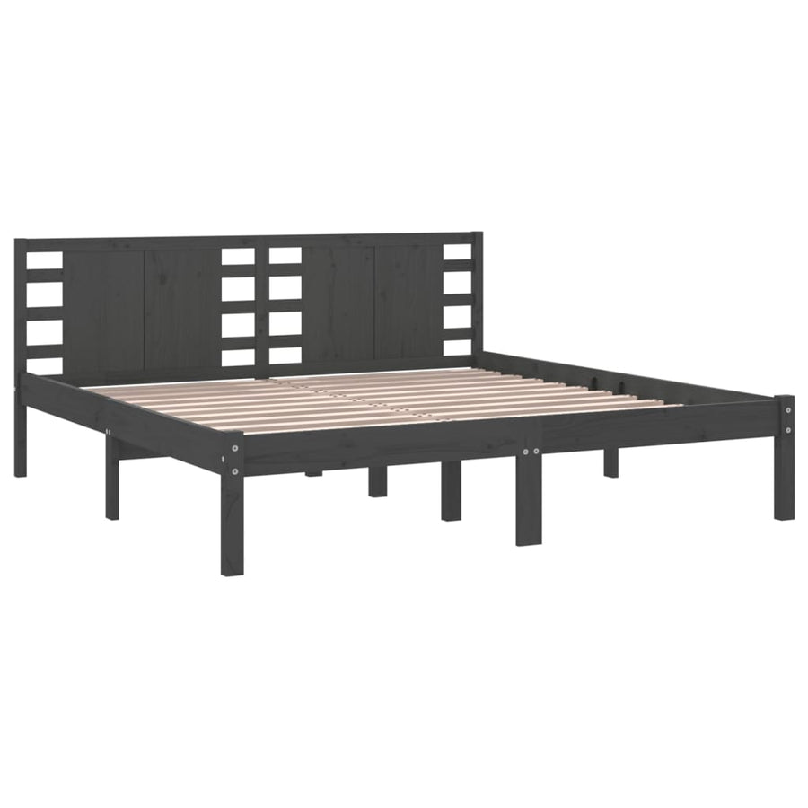 Bedframe Massief Grenenhout 200 x 200 cm Grijs
