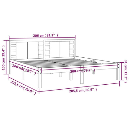 Bedframe Massief Grenenhout 200 x 200 cm Grijs