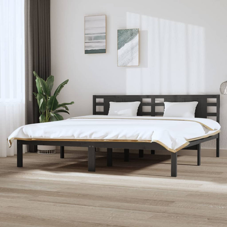 Bedframe Massief Grenenhout 200 x 200 cm Grijs