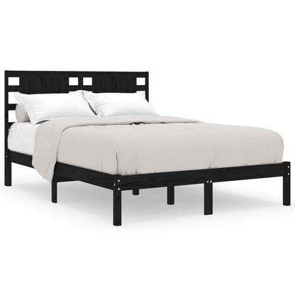 Bedframe Massief Grenenhout 200 x 200 cm Zwart
