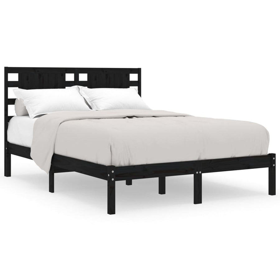 Bedframe Massief Grenenhout 200 x 200 cm Zwart