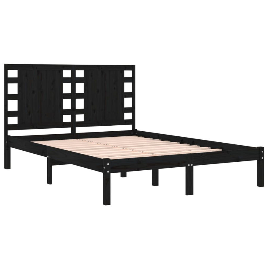 Bedframe Massief Grenenhout 200 x 200 cm Zwart
