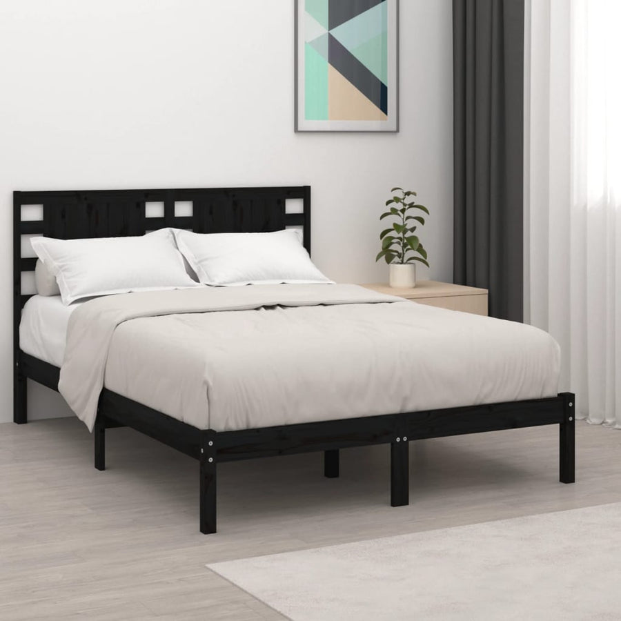Bedframe Massief Grenenhout 200 x 200 cm Zwart