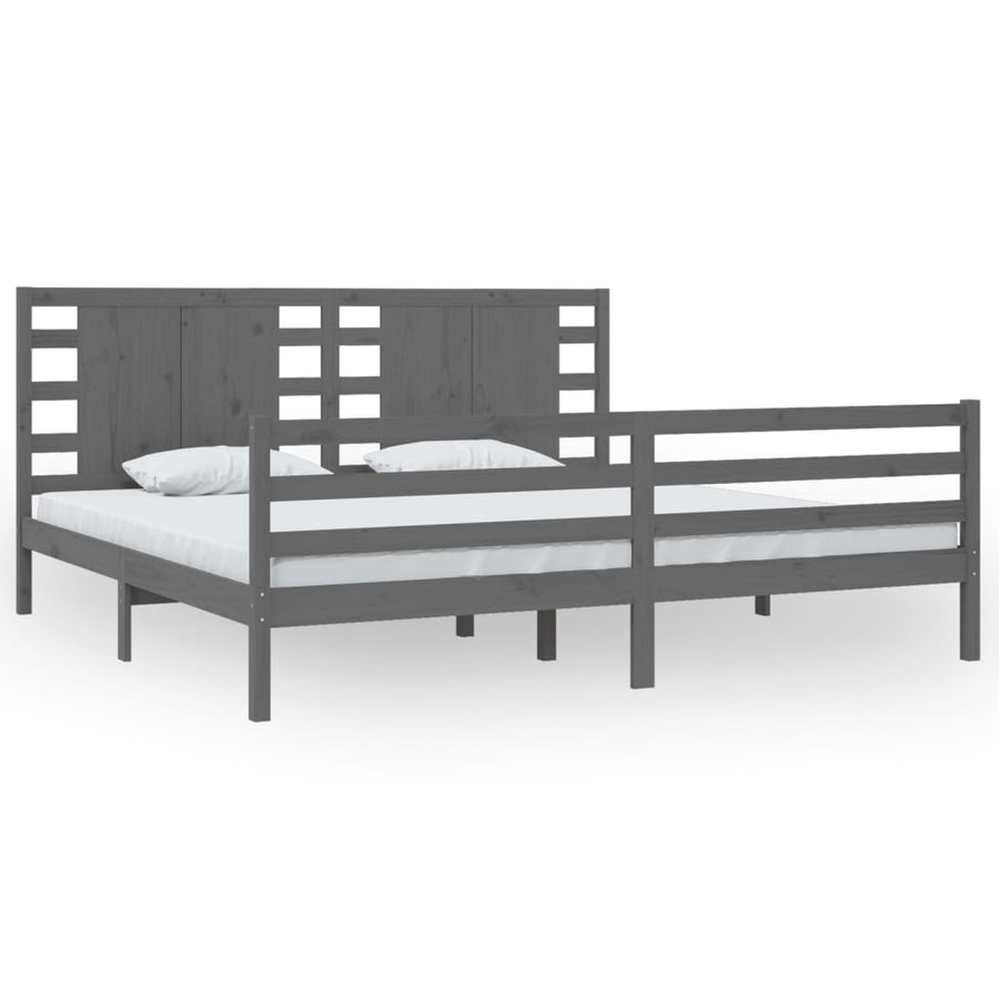 Bedframe Massief Grenenhout 200 x 200 cm Grijs