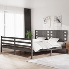 Bedframe massief grenenhout grijs 200x200 cm