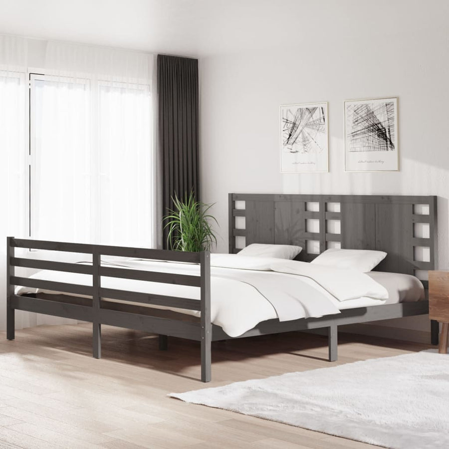Bedframe Massief Grenenhout 200 x 200 cm Grijs