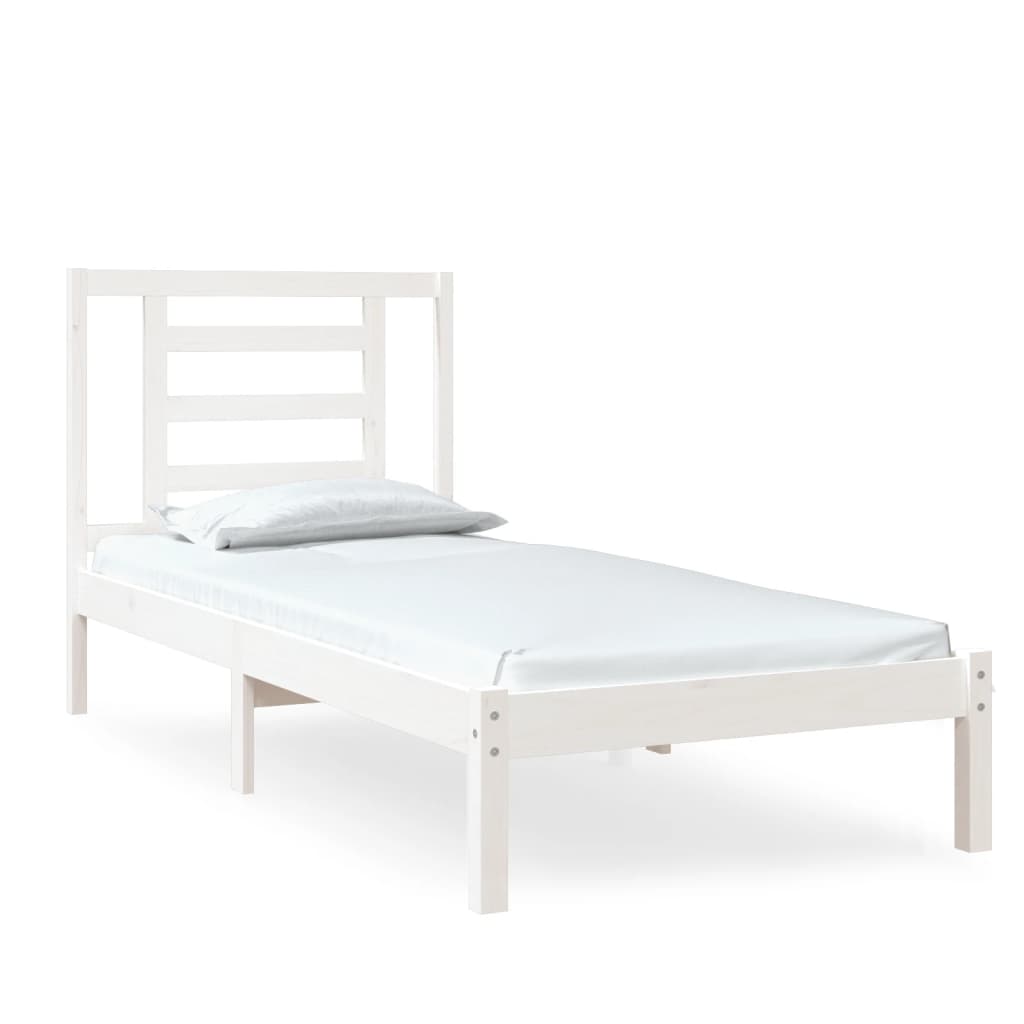Bedframe massief hout wit 75x190 cm Small Single 75 x 190 cm Wit