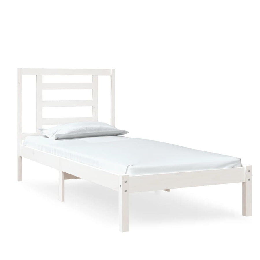Bedframe massief hout wit 75x190 cm Small Single 75 x 190 cm Wit