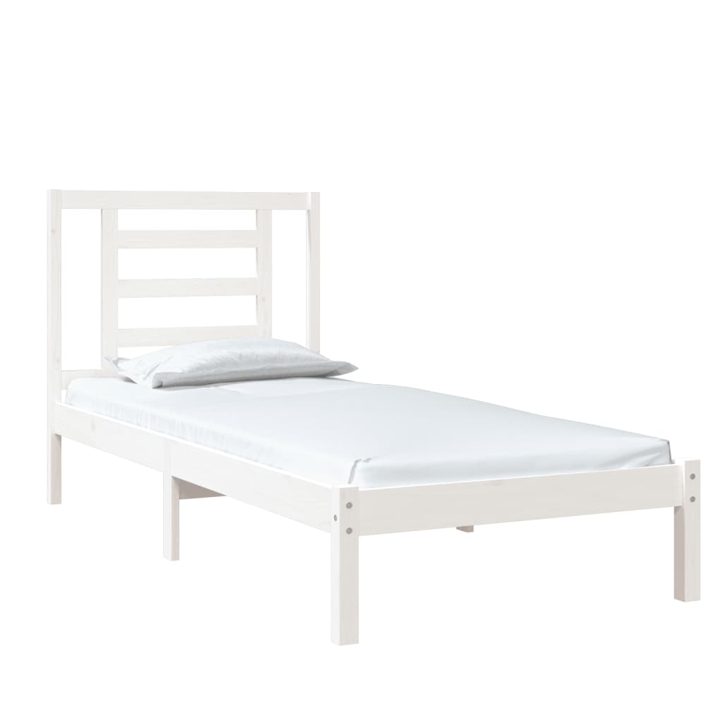 Bedframe massief hout wit 75x190 cm Small Single 75 x 190 cm Wit