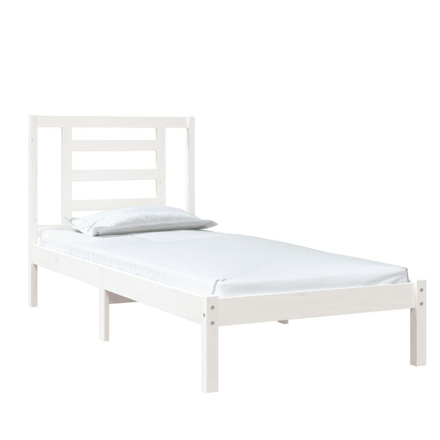 Bedframe massief hout wit 75x190 cm Small Single 75 x 190 cm Wit